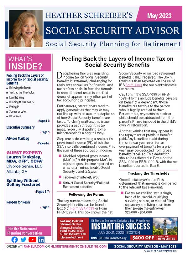 Social Security Advisor newsletter cover